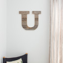 Weathered Gray U Rustic Farmhouse Large 16in Decorative Monogram Wood Letter
