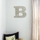 White Wash B Rustic Farmhouse Large 16in Decorative Monogram Wood Letter