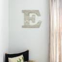 White Wash E Rustic Farmhouse Large 16in Decorative Monogram Wood Letter
