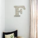 White Wash F Rustic Farmhouse Large 16in Decorative Monogram Wood Letter