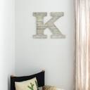 White Wash K Rustic Farmhouse Large 16in Decorative Monogram Wood Letter