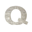 White Wash Q Rustic Farmhouse Large 16in Decorative Monogram Wood Letter