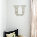 White Wash U Rustic Farmhouse Large 16in Decorative Monogram Wood Letter
