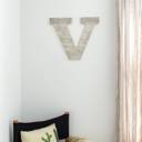 White Wash V Rustic Farmhouse Large 16in Decorative Monogram Wood Letter
