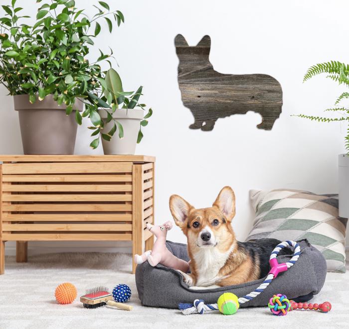 Rustic Farmhouse Welsh Corgi Cutout Reclaimed Wood Silhouette