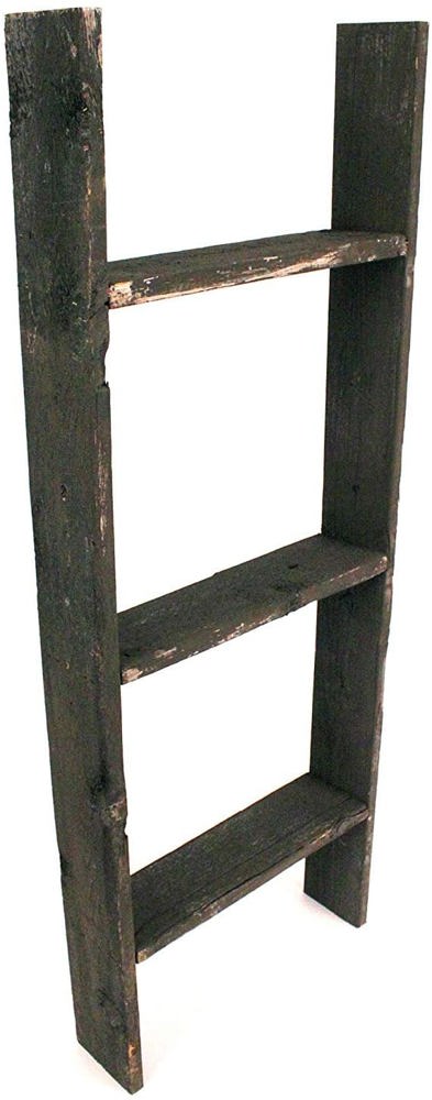 Rustic Farmhouse Reclaimed Wood Decorative Bookcase/Blankets Picket Ladder