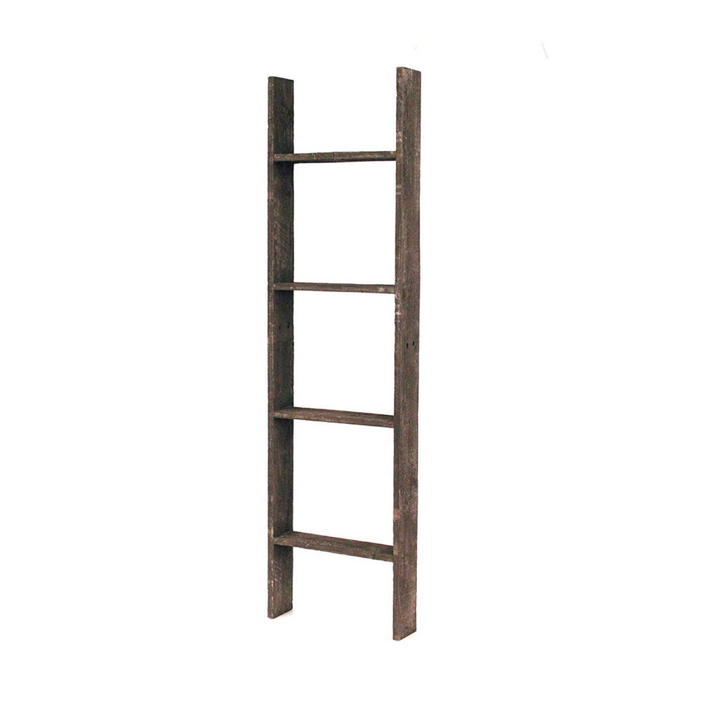 Rustic Farmhouse Reclaimed Wood Decorative Bookcase/Blankets Picket Ladder