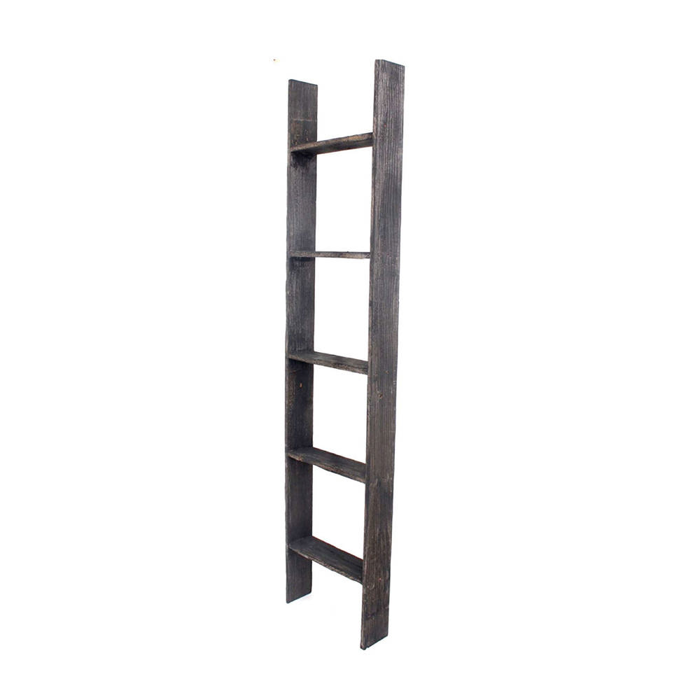 Rustic Farmhouse Reclaimed Wood Decorative Bookcase/Blankets Picket Ladder