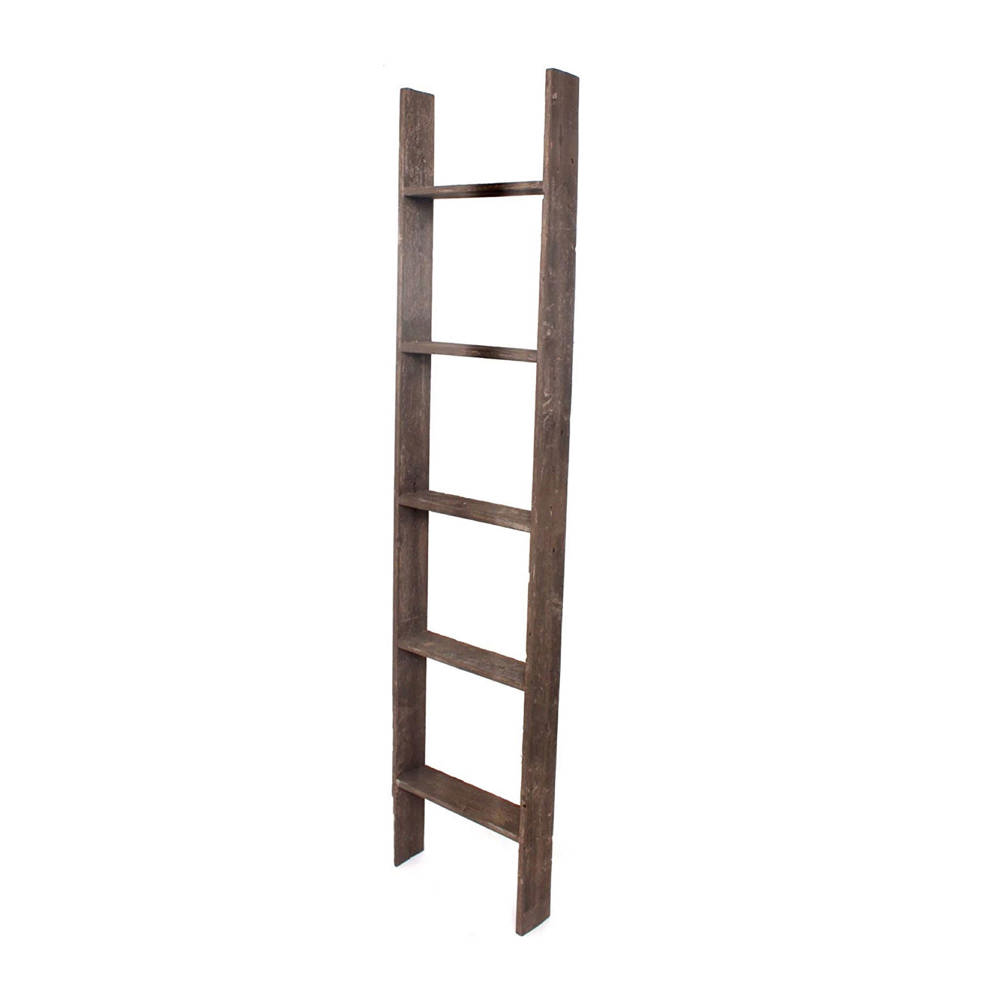 Rustic Farmhouse Reclaimed Wood Decorative Bookcase/Blankets Picket Ladder