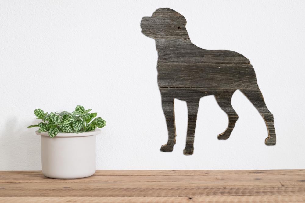 Rustic Farmhouse Rottweiler Cutout Reclaimed Wood Silhouette