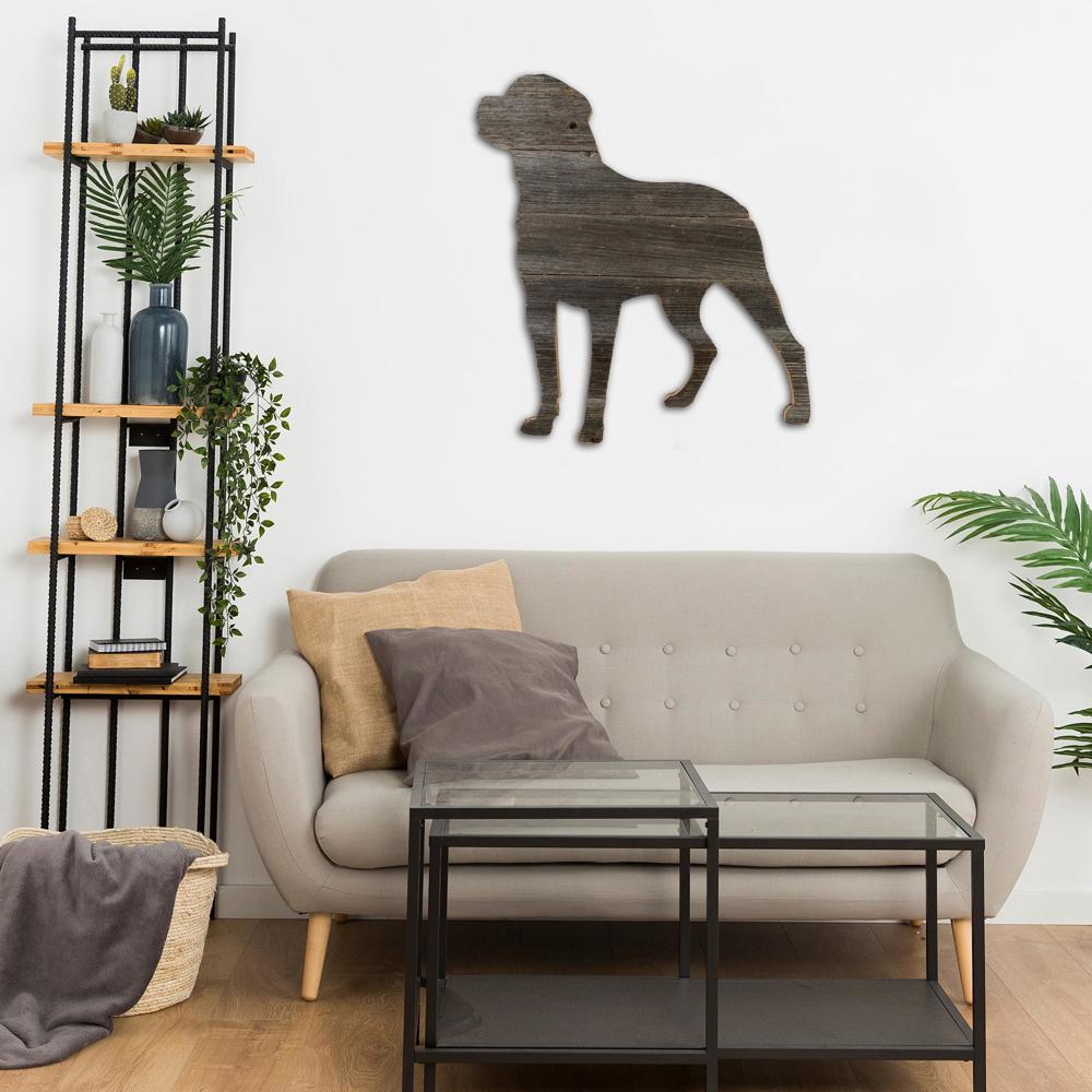 Rustic Farmhouse Rottweiler Cutout Reclaimed Wood Silhouette