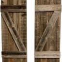  Rustic Farmhouse 36 in. x 13 in. Reclaimed Wood Decorative Shutters (Set of 2)