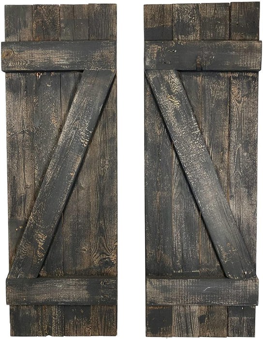 Rustic Farmhouse 36 in. x 13 in. Reclaimed Wood Decorative Shutters (Set of 2)