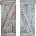 Robins Egg Blue 36 inches Rustic Farmhouse 36 in. x 13 in. Reclaimed Wood Decorative Shutters (Set of 2)