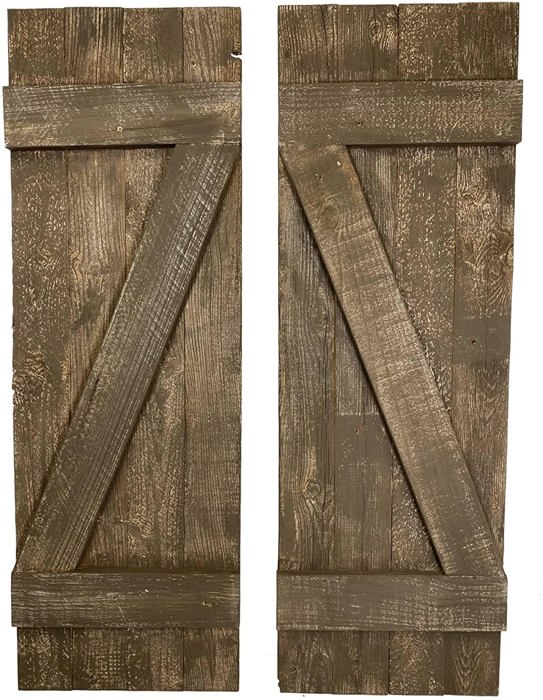 Rustic Farmhouse 36 in. x 13 in. Reclaimed Wood Decorative Shutters (Set of 2)