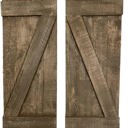 Espresso 36 inches Rustic Farmhouse 36 in. x 13 in. Reclaimed Wood Decorative Shutters (Set of 2)