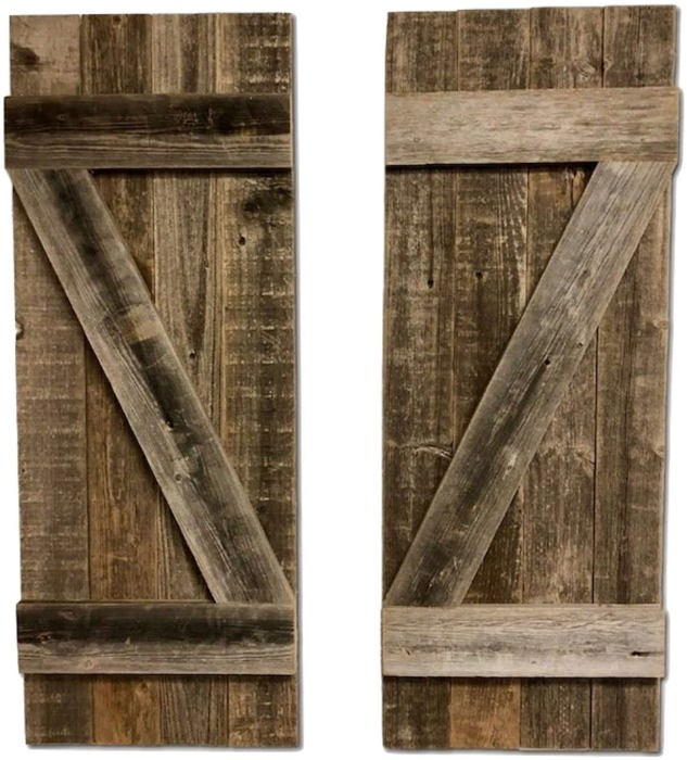 Rustic Farmhouse 36 in. x 13 in. Reclaimed Wood Decorative Shutters (Set of 2)