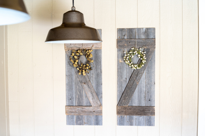 Rustic Farmhouse 36 in. x 13 in. Reclaimed Wood Decorative Shutters (Set of 2)