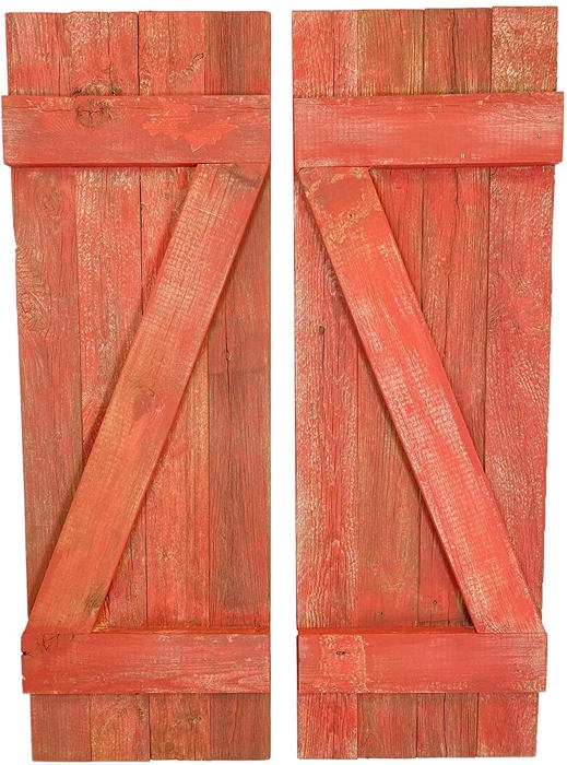 Rustic Farmhouse 36 in. x 13 in. Reclaimed Wood Decorative Shutters (Set of 2)