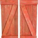 Rustic Red 36 inches Rustic Farmhouse 36 in. x 13 in. Reclaimed Wood Decorative Shutters (Set of 2)