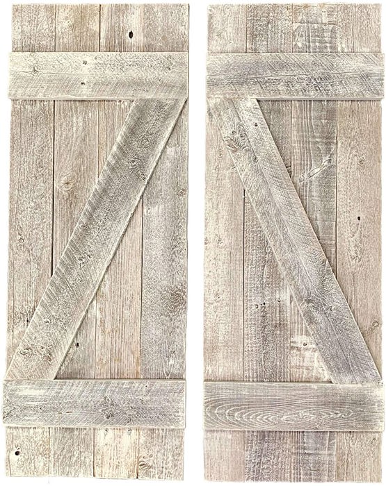 Rustic Farmhouse 36 in. x 13 in. Reclaimed Wood Decorative Shutters (Set of 2)