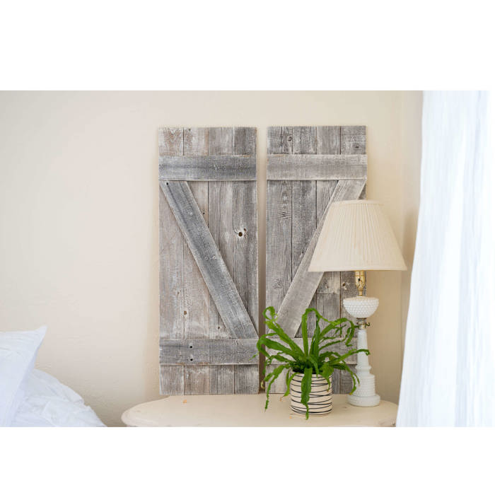 Rustic Farmhouse 36 in. x 13 in. Reclaimed Wood Decorative Shutters (Set of 2)