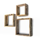  Rustic Farmhouse Reclaimed Wooden Open Square Wall Shelves (Set of 3)