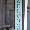 Robins Egg Blue Rustic Farmhouse 5ft Vertical Front Porch Welcome Sign