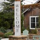 White Wash Rustic Farmhouse 5ft Vertical Front Porch Welcome Sign