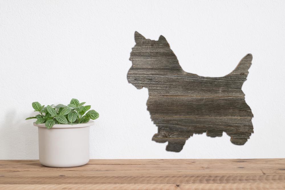 Rustic Farmhouse Yorkshire Terrier Cutout Reclaimed Wood Silhouette