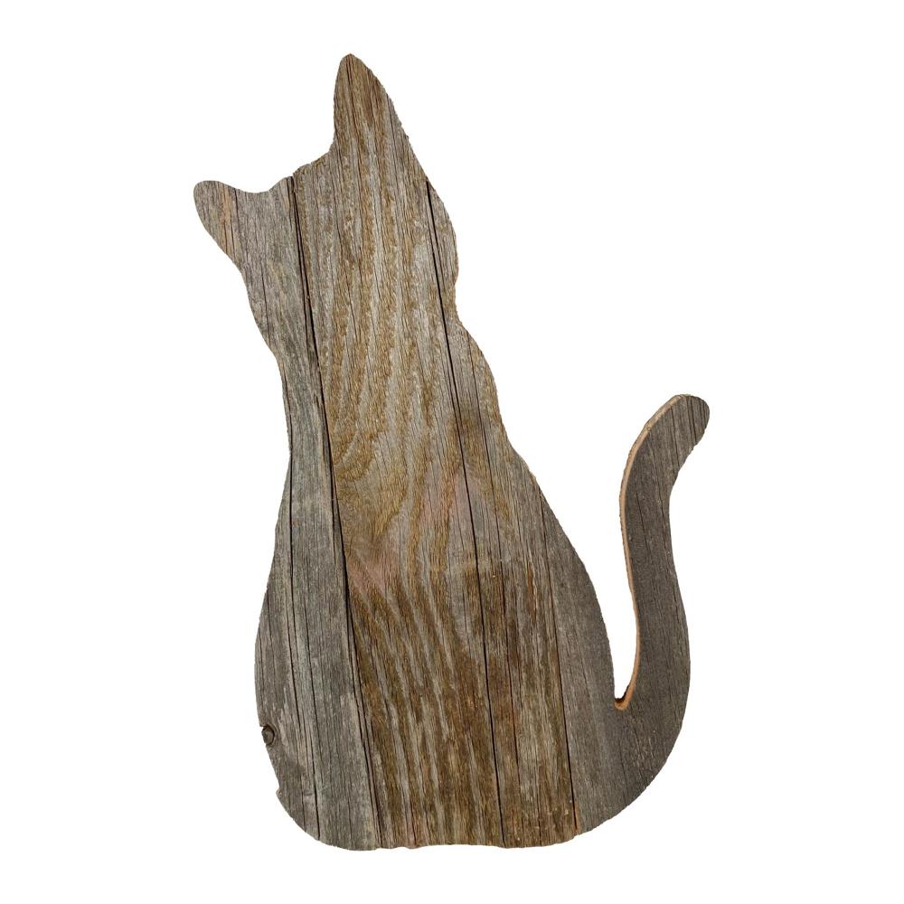 Rustic Farmhouse Reclaimed Wood Cat Cutout Silhouette