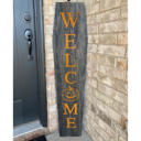  Rustic Farmhouse 4ft Reclaimed Wood Standing Halloween Coffin Welcome Sign