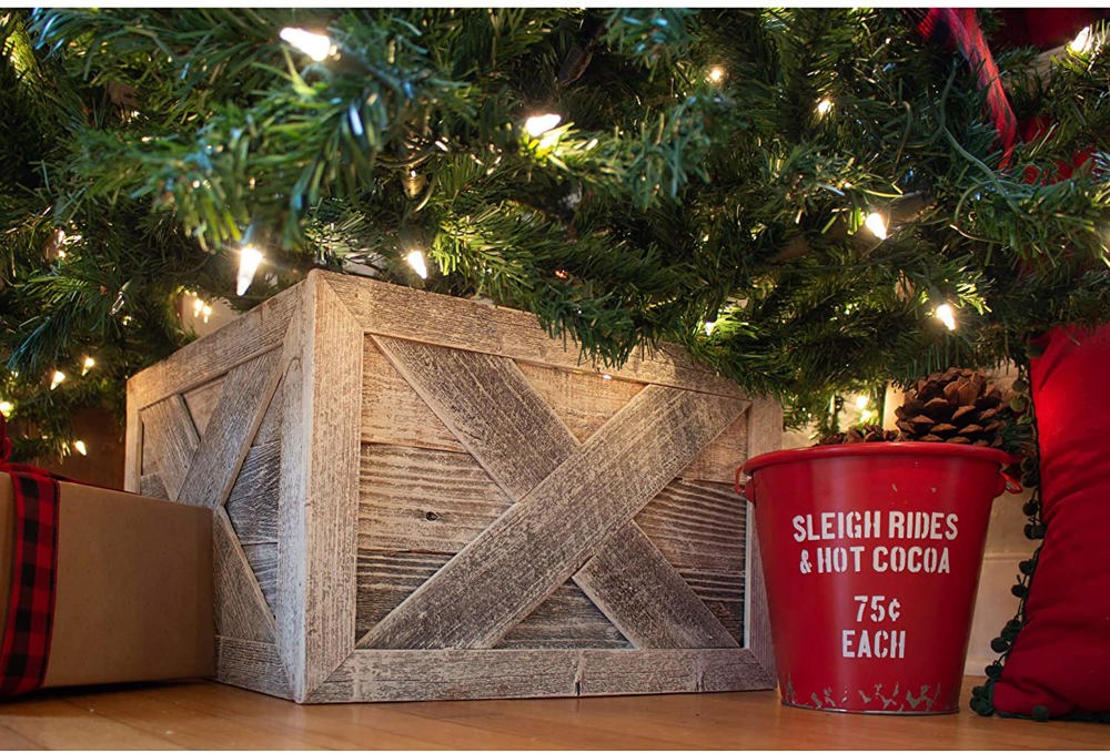 Rustic Farmhouse Deluxe Series Reclaimed Wooden Christmas Tree Box Collar