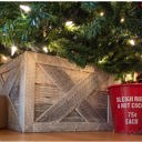 White Wash 17 inches Rustic Farmhouse Deluxe Series Reclaimed Wooden Christmas Tree Box Collar