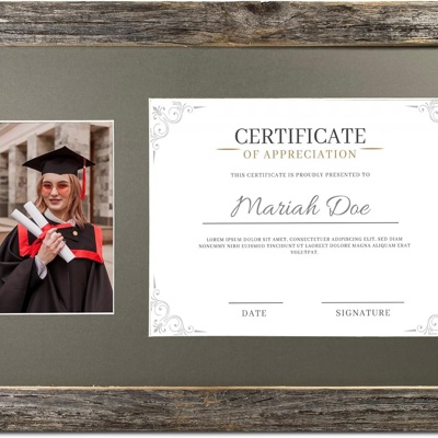 Rustic Farmhouse 12 x 18 Graduation Diploma Frame with Mat, fitted for 5 x 7 Cap & Grown Photo and 8.5 x 11 Diploma Certificate Display