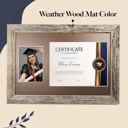 12 x 18 Frame Weathered Wood Rustic Farmhouse 12 x 18 Graduation Diploma Frame with Mat, fitted for 5 x 7 Cap & Grown Photo and 8.5 x 11 Diploma Certificate Display