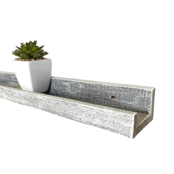 Rustic Farmhouse Long Floating Reclaimed Wood Shelf with Narrow Ledge