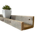 Weathered Gray Rustic Farmhouse Long Floating Reclaimed Wood Shelf with Narrow Ledge