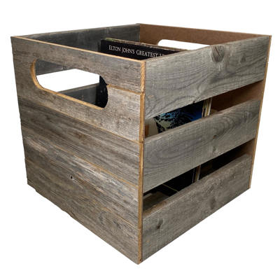 Rustic Farmhouse 15" x 15" Reclaimed Wood Vinyl Record Organizing Storage Crate