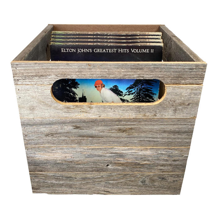 Rustic Farmhouse 15" x 15" Reclaimed Wood Vinyl Record Organizing Storage Crate