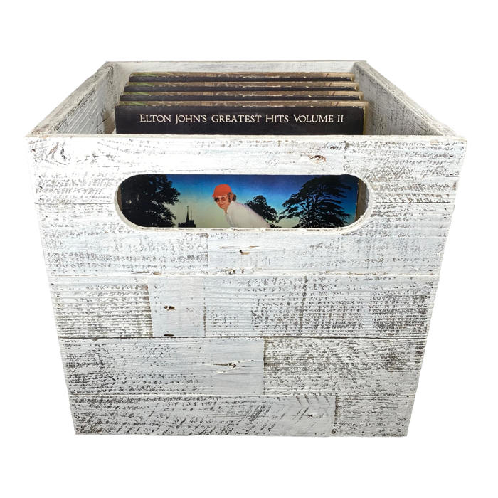 Rustic Farmhouse 15" x 15" Reclaimed Wood Vinyl Record Organizing Storage Crate