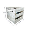 White Wash Rustic Farmhouse 15" x 15" Reclaimed Wood Vinyl Record Organizing Storage Crate
