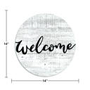 White Wash Rustic Farmhouse Large 14" Indoor/Outdoor Reclaimed Wood Welcome Sign