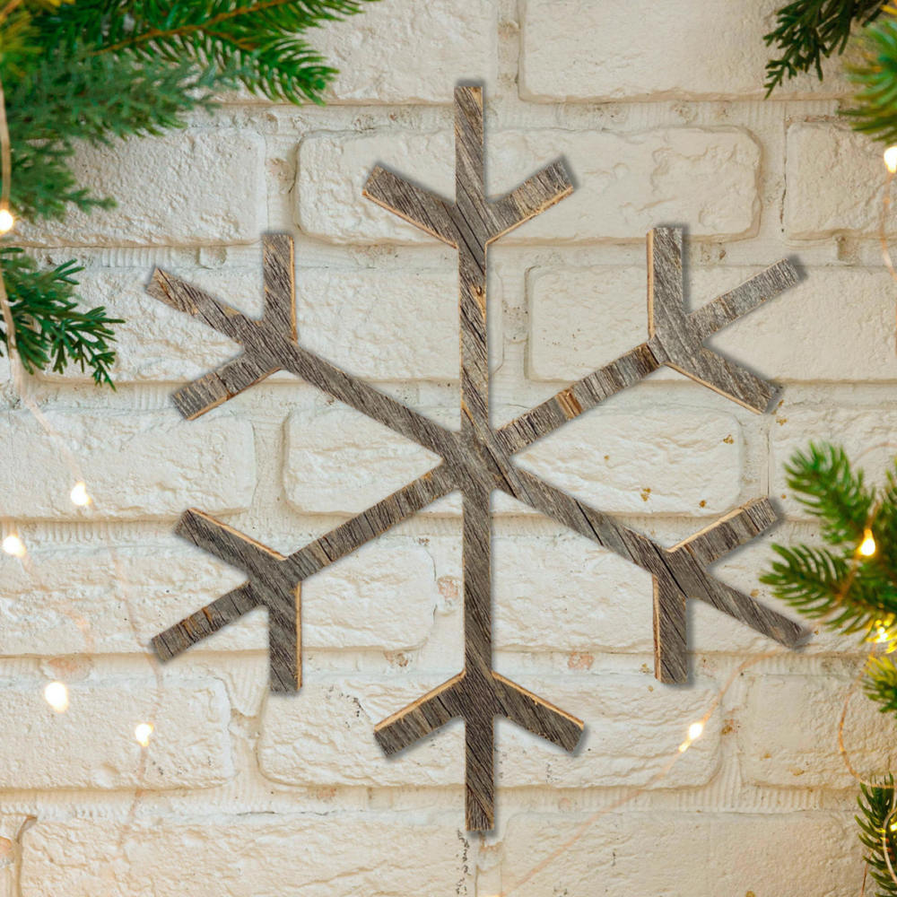 Rustic Farmhouse Large Reclaimed Wood Snowflake, Indoor/Outdoor Holiday Decor