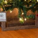 Weathered Gray 17 inches Rustic Farmhouse Reclaimed Wooden Christmas Tree Box Collar