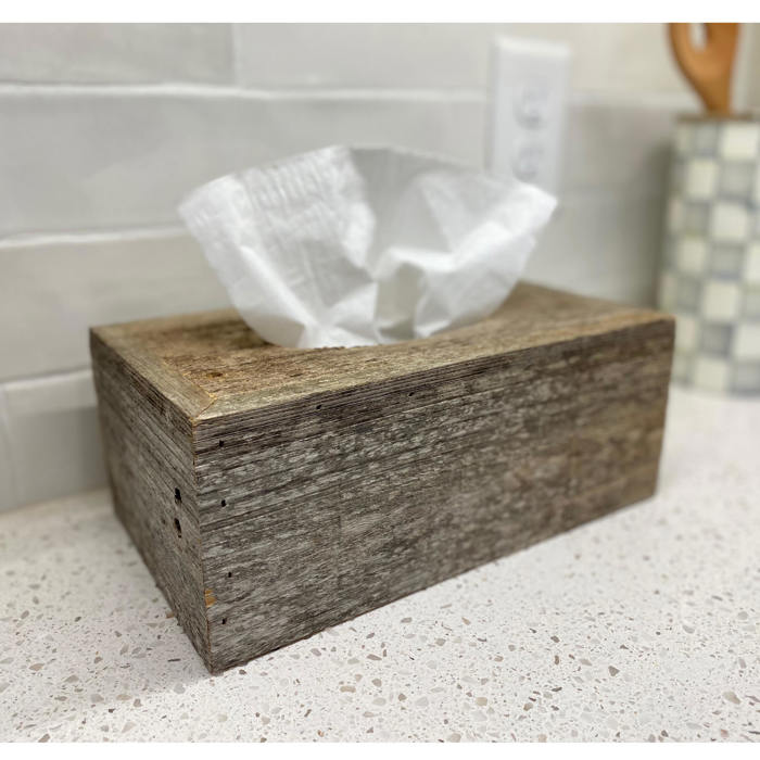 Rustic Farmhouse Reclaimed Wood Decorative Rectangular Tissue Box Cover