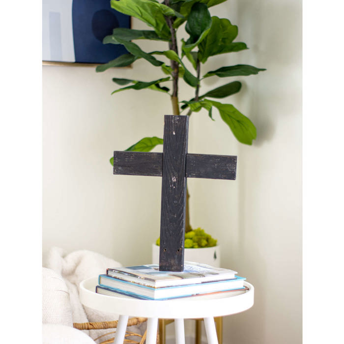 Rustic Christian 15 in. x 12 in. Old Reclaimed Wood Cross