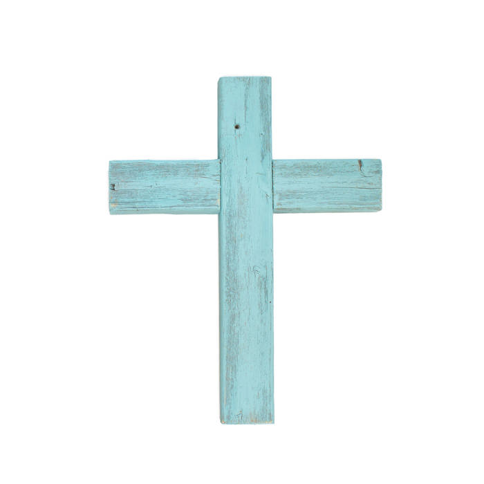 Rustic Christian 15 in. x 12 in. Old Reclaimed Wood Cross