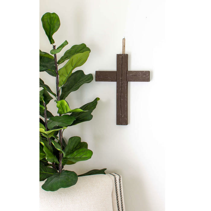 Rustic Christian 15 in. x 12 in. Old Reclaimed Wood Cross