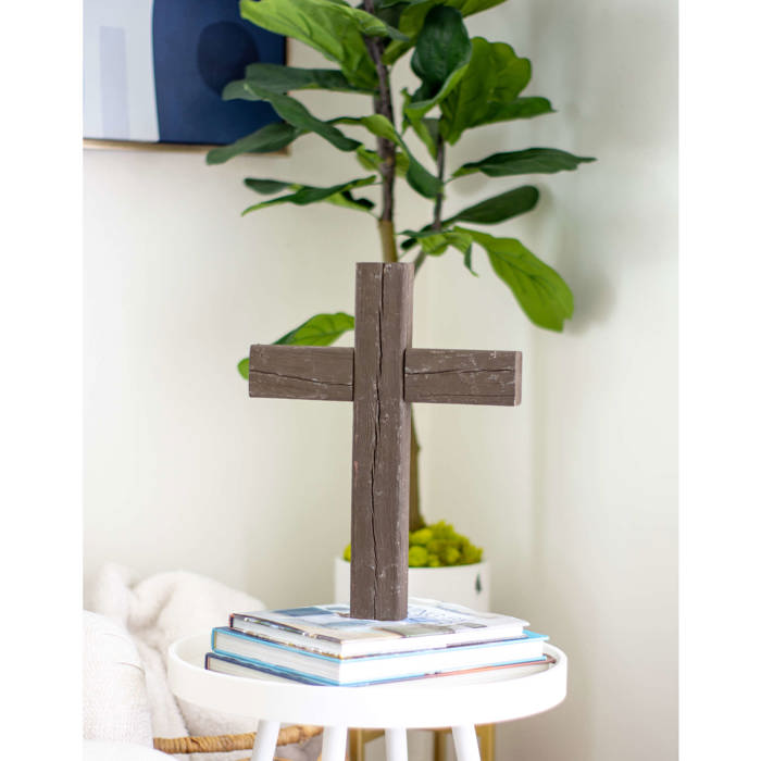 Rustic Christian 15 in. x 12 in. Old Reclaimed Wood Cross